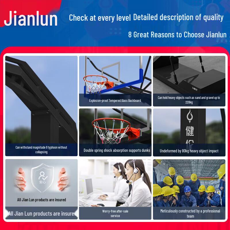 JEEANLEAN Adult Portable Outdoor Basketball Hoop