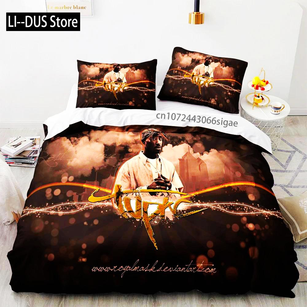 

Comforter 3D Printed Bedding Set For Boys Single Double Queen King Size Tupac Amaru Shakur 2Pac Bed Set Quilt Comforter (quilt)-EU Single(135*200cm)3pcs