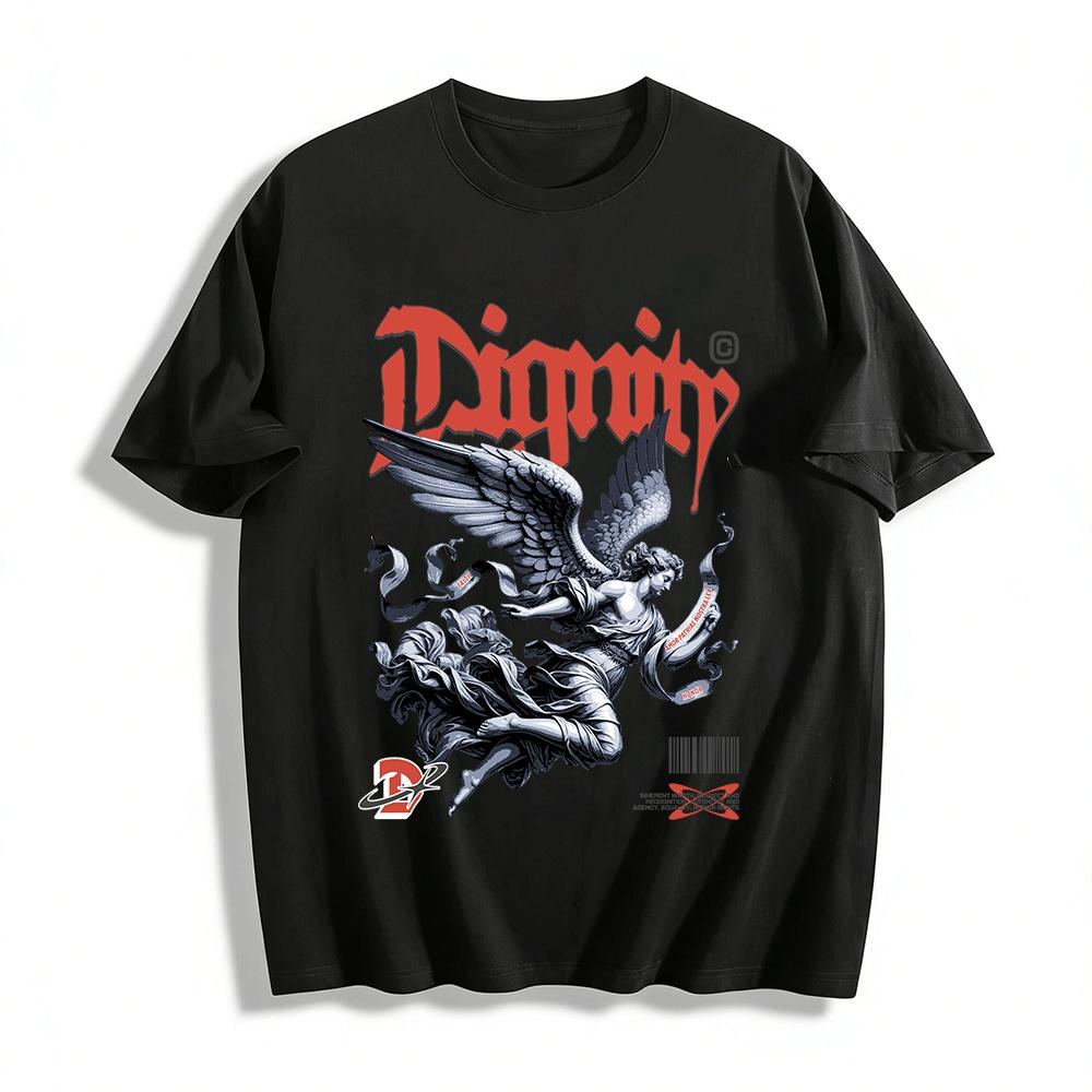 

Dignity Vintage Angel Print Streetwear Loose Casual T-Shirt Pure cotton T-shirt XXS