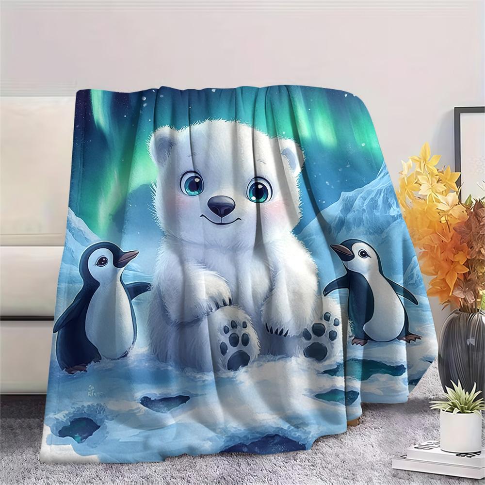 

Polar Bear Print Flannel Blanket, High quality Comfortable for All Seasons, Home Decor, Warmth and Comfort, Perfect for Christmas Gifts 80cm x 120cm