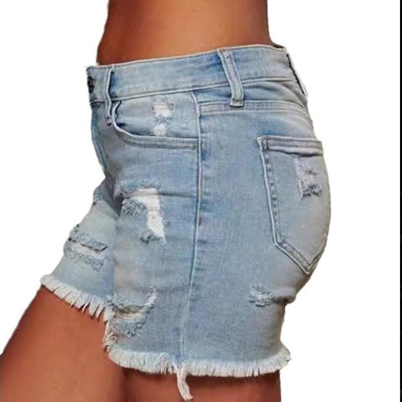Plus Size Women's Slimming Ripped Raw Hem Denim Shorts