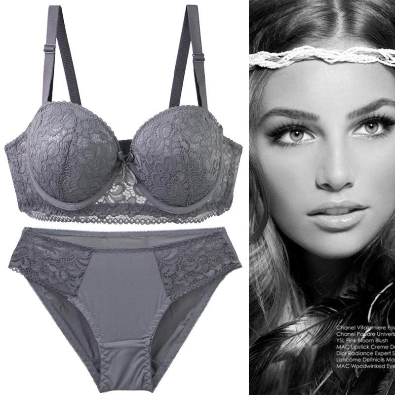 Sexy Stylish Lace Bra and Panty Set Featuring Underwire Push-up Support and Lightweight Skin-friendly Fabric