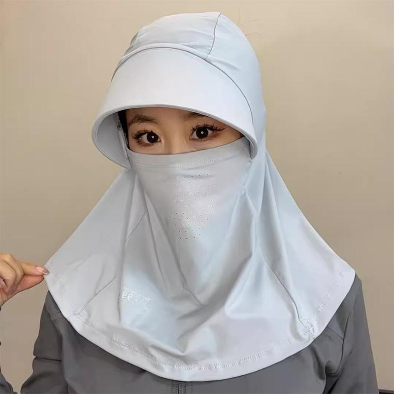 Summer UV Protection Full Face Cover Sunscreen Mask With Hat Brim Adjustable Breathable Outdoor Sports Face Shield