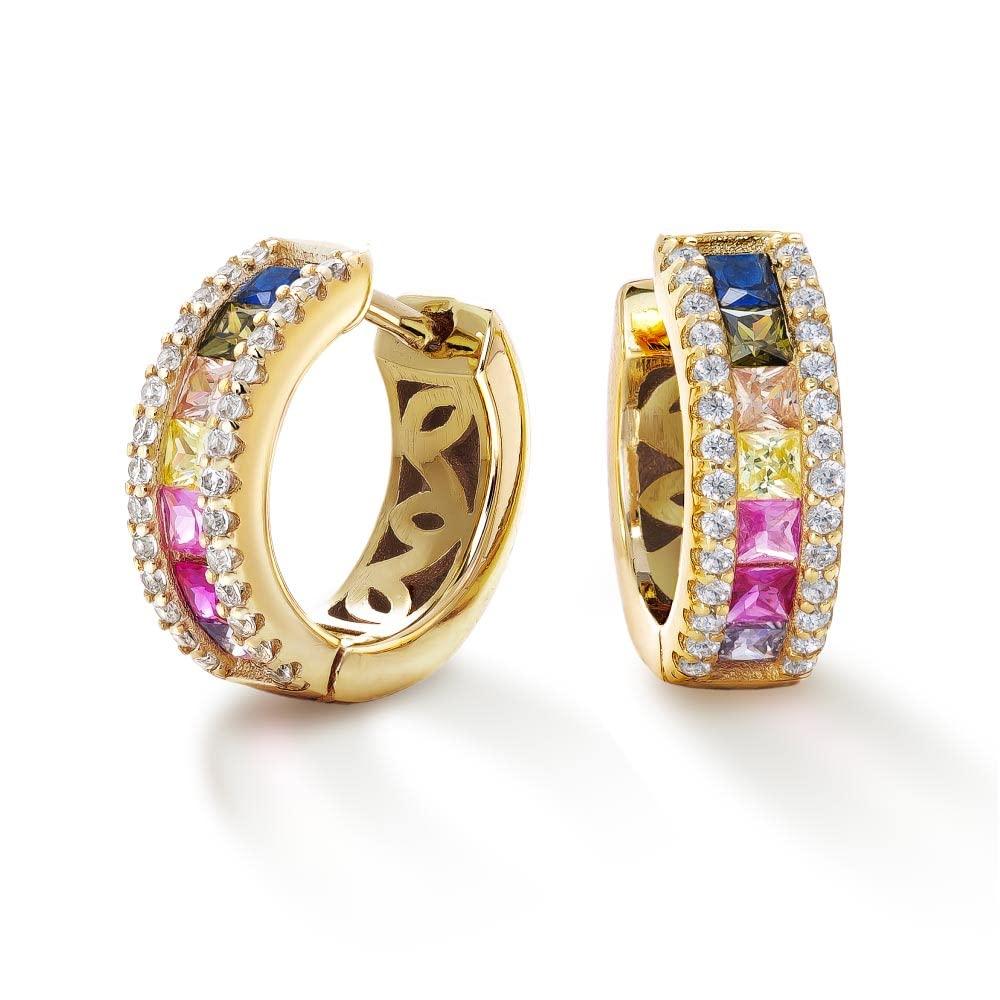 

Gift from New York Hoop Earrings for K18 Women Women, Multi-Color Earrings, Gold, Branded, Hypoallergenic, Amulet,