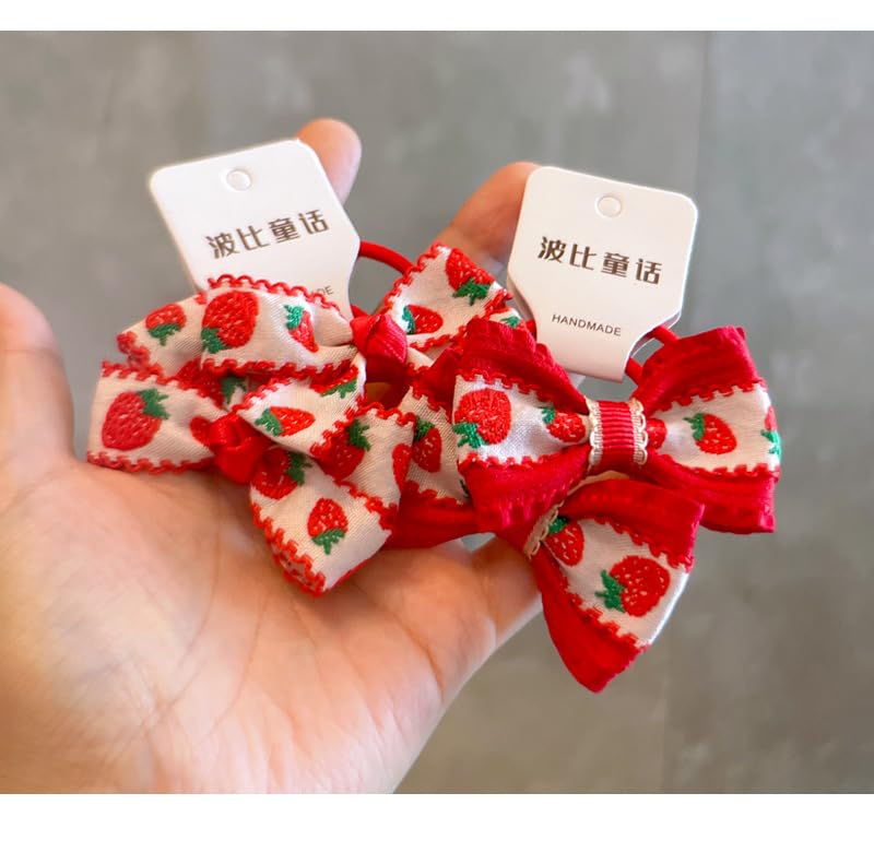 OuJyO Girls Hair Accessories Kids Gift Case Packing 7 Pieces Set Red Hair Tie Ribbon Butterfly Hair Ties Kids Hair Ties Kids Hair Clip Bangs Kids