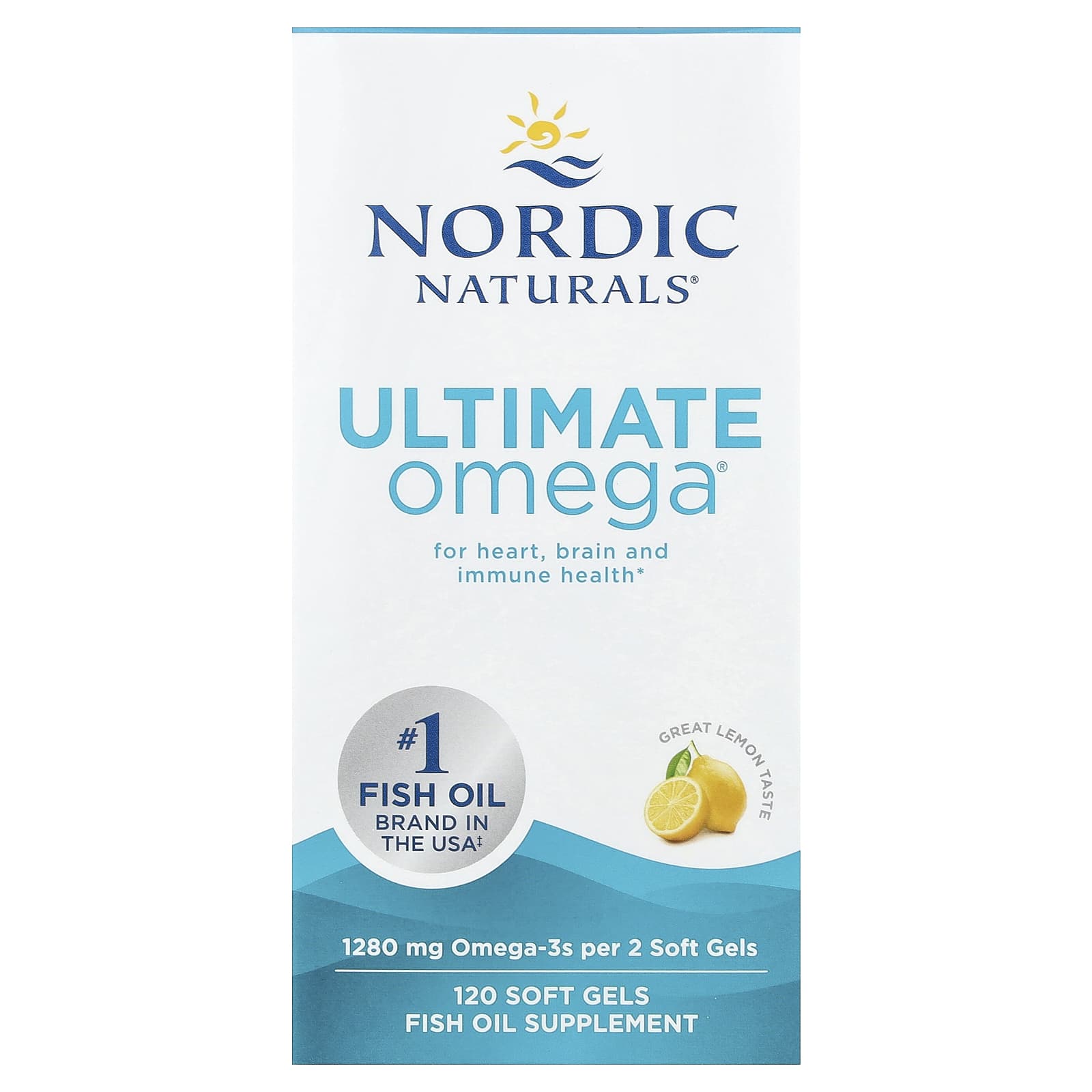 

Ultimate Omega, Lemon, 1,280Mg, 120 Softgels (640Mg per Softgel)