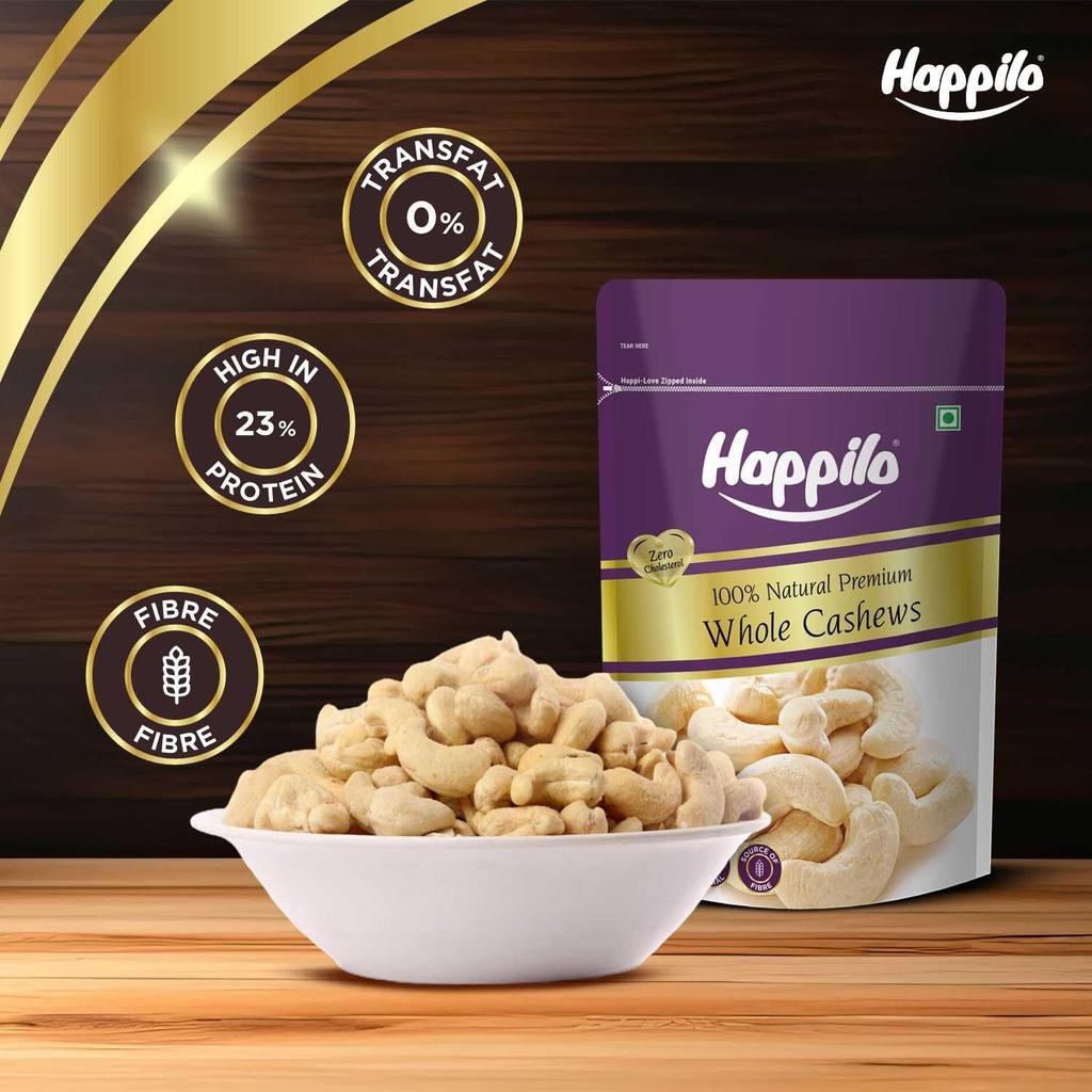 Кешью (200 г), 100% Natural Premium Whole Cashews,  Happilo
