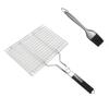 Durable Square Shape Bbq Grilling Basket Stainless Steel Mesh With Oil Brush