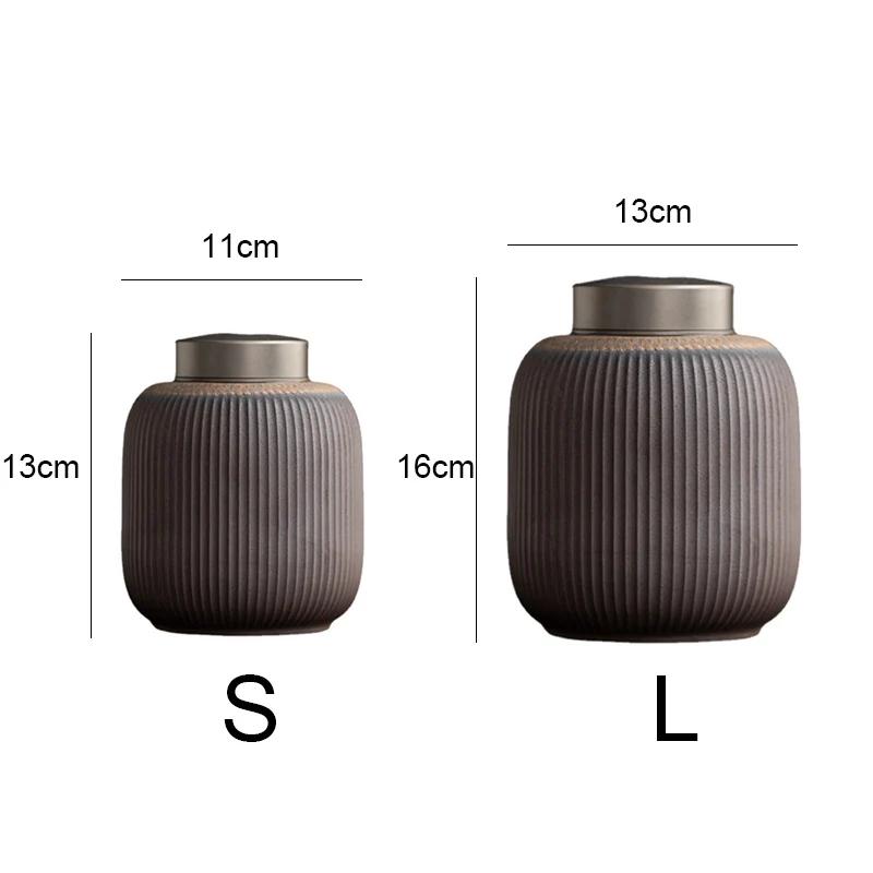 Tin lid threaded gold-plated tea can Japanese coarse pottery size sealed storage jar tea warehouse Ceramic candy storage jar