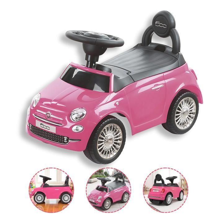 

Porteur - FIAT - 500 - Rose - Volant interactif - Rangement - Anti-bascule