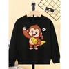 European sizes Cute Monkey Banana Wave Heart Kids' Fashionable Crewneck Sweatshirt, children's long sleeved, casual multi colored