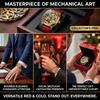 1pcs Men's Gold Dial Leather Strap Vintage Fashion Skeleton Gear Luxury Details Mechanical Watch for Daily Business Party Holida