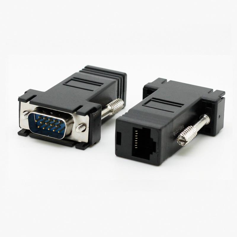15m RJ45 to VGA Male/Female Signal Extender Adapter