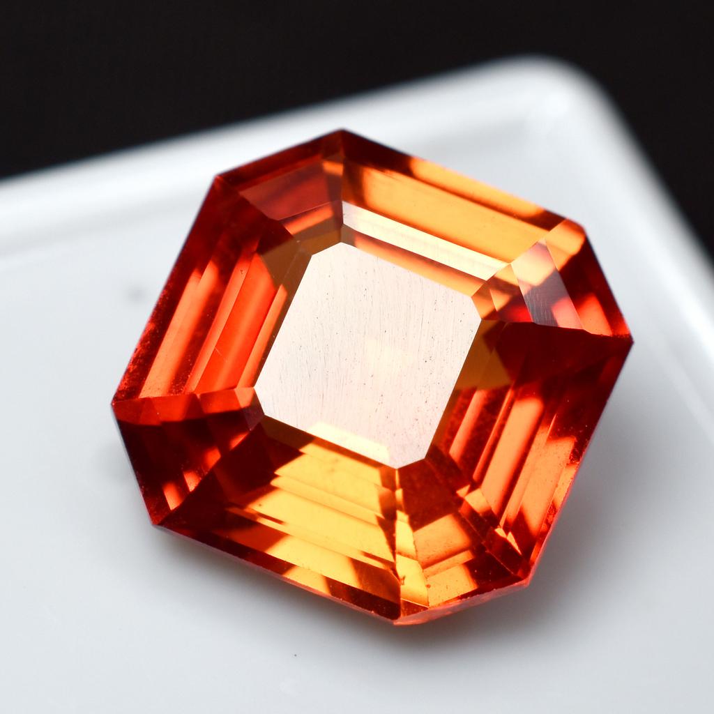 ORANGE 9.40 Ct Beautiful Natural Sapphire Faceted Gemstone Square Cut