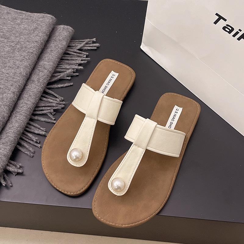 

French flat-bottomed niche toe flip-flops 2025 summer new with skirt fairy wind beach cool slippers 39