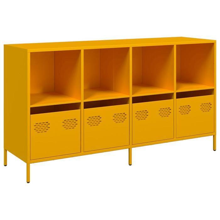 VidaXL Buffet jaune moutarde 135x39x73,5 cm acier laminé à froid, meuble de rangement, meuble de rangement de cuisine, 3307164