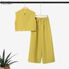 ZANZEA Women Sleeveless Vest Tops and Wide Leg Pants Summer Two Piece Suit Sets