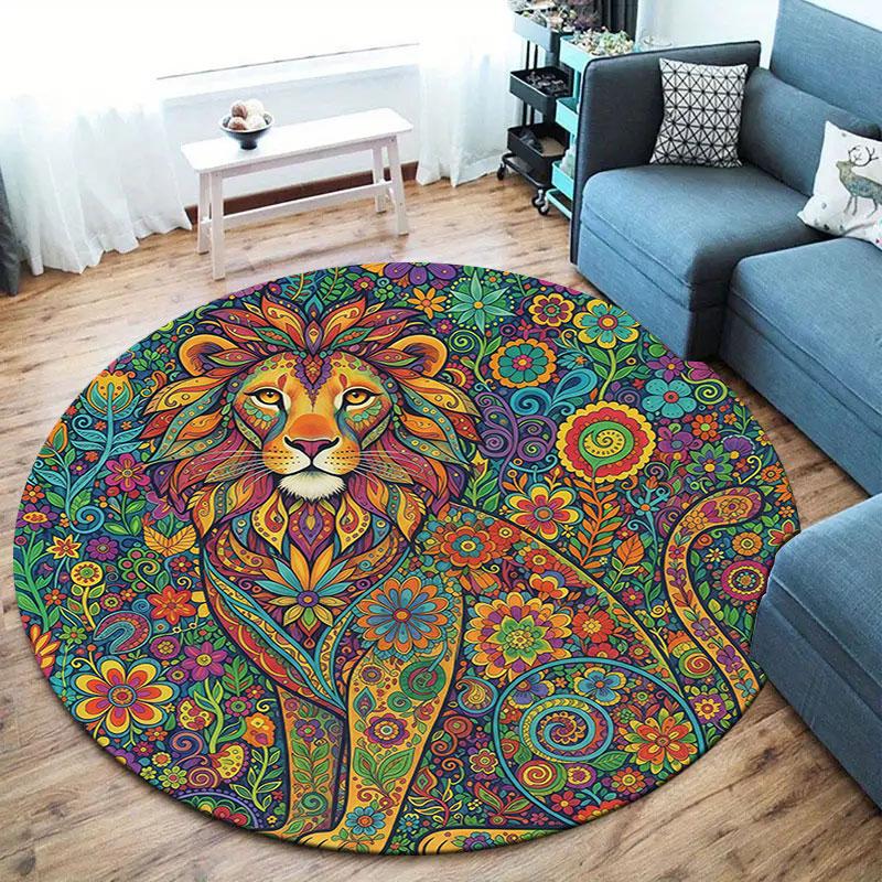 Mandalapainting Round Area Rug,Carpet Rug for Living Room Bedroom Sofa Playroom Decor,Non slip Floor Mat