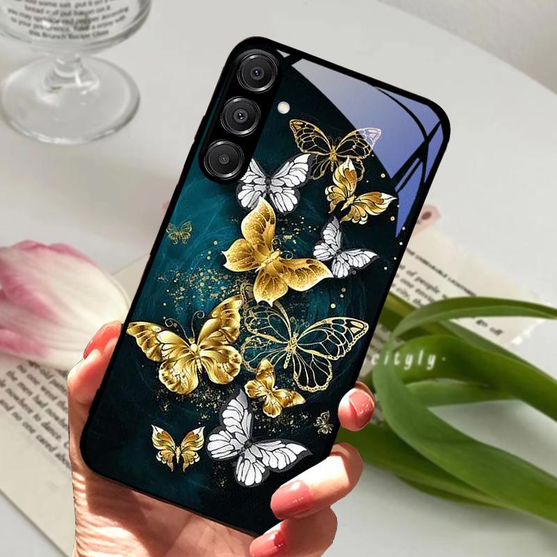For Samsung A26 5G Case Hard PC Tempered Glass Phone Cover For Samsung Galaxy A36 A56 5G Fashion Animal Glass Protector Cases
