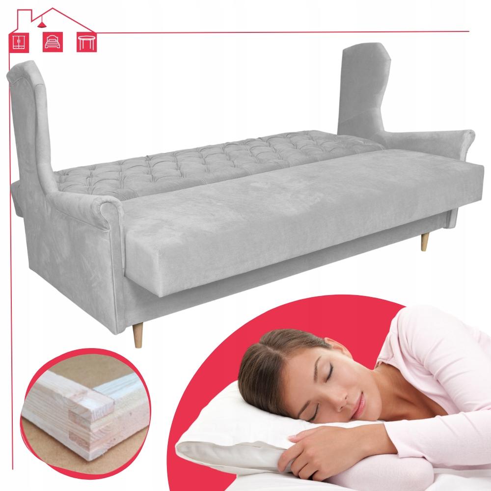 USZAK Sofa Bed WELUR 3-seater Sofa GAJA Gray Family Meble