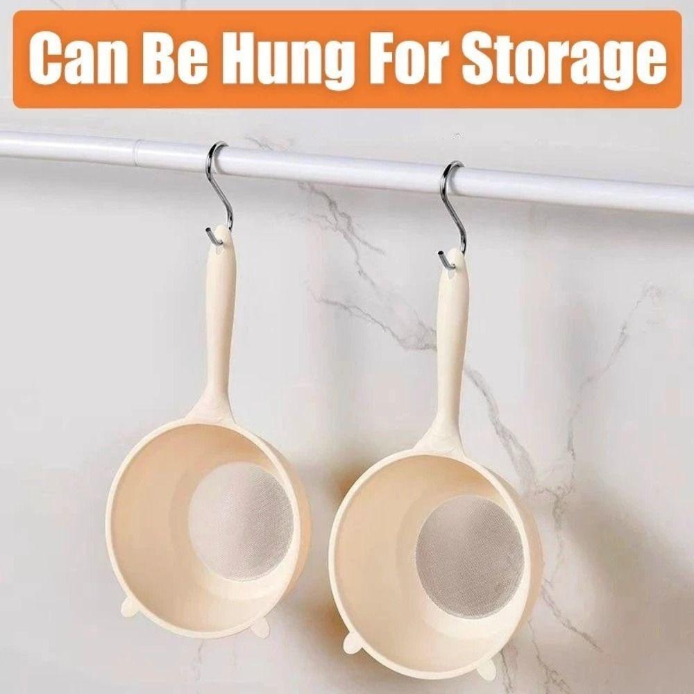 New Large Capacity Rice Drainer Strainer Plastic Long Handle Fruit Vegetable Drain Basket Reusable Kitchen Fine-mesh Sieve