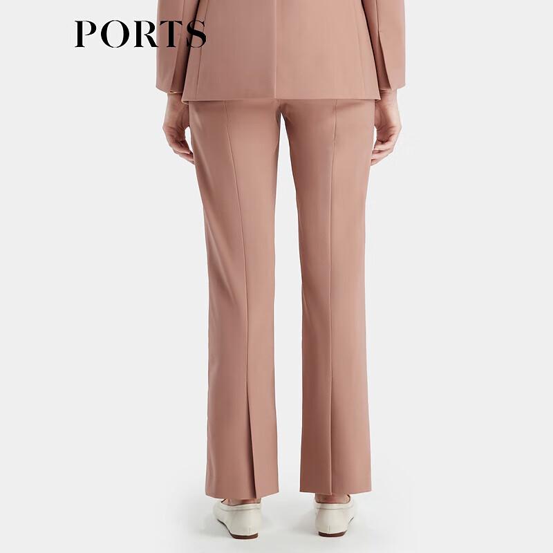 PORTS Women's Oak Brown Wool Blend Straight-Leg Pants