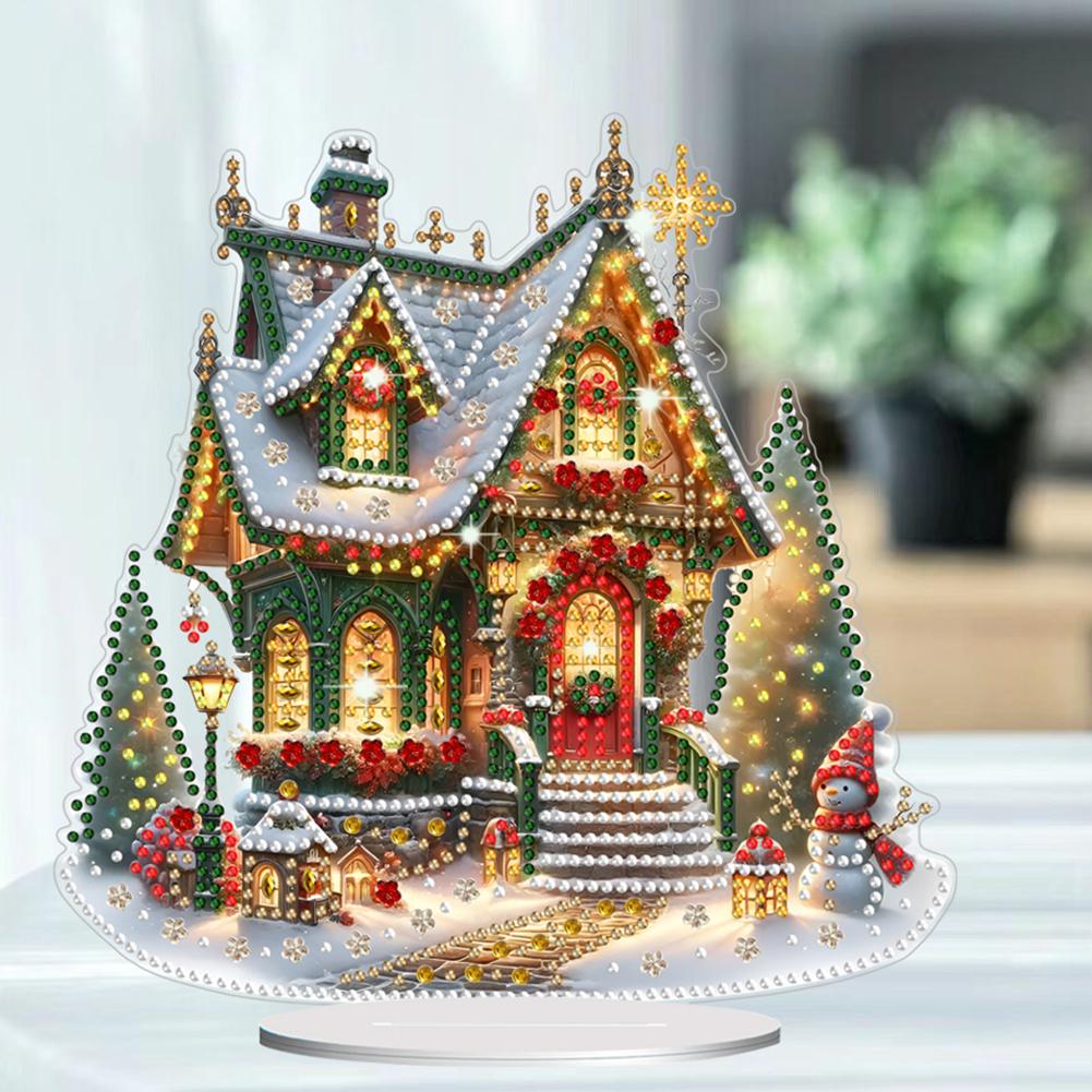 Acrylic Christmas House Colorful Light House Desktop Diamond Art Kits Diamond Painting Ornament Desktop Bedroom Table Decors