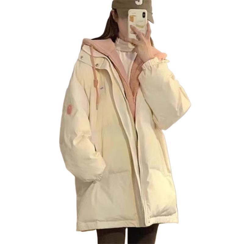 Fake two-piece cotton clothes women's winter 2024 new loose winter clothing lamb wool inner coat versatile women's coat