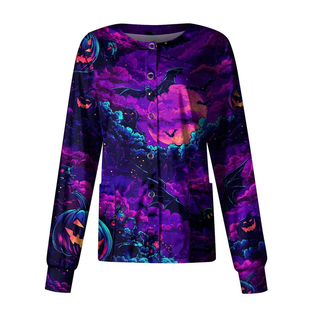 Women's Casual Long Sleeve Single Breasted  Printed Dry-nurse Top