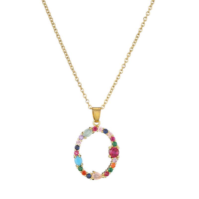 Colourful Crystal CZ 26 Capital Initial Letters Pendant Necklace For Women Gold Pendant Necklace Initial Jewelry