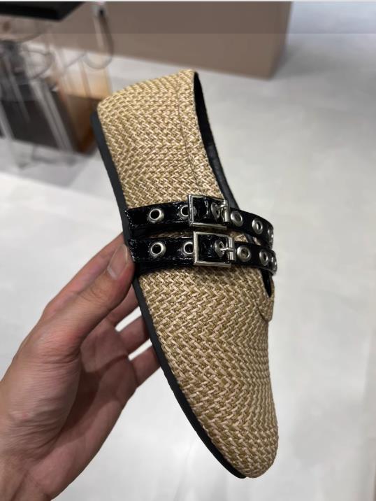 

Мода 2024 Ручная вязка Ремешок с пряжкой Женские балетки Обувь Однотонные Повседневные Женские туфли Мэри Джейн Дышащие Лоферы с круглым носком 35 хаки