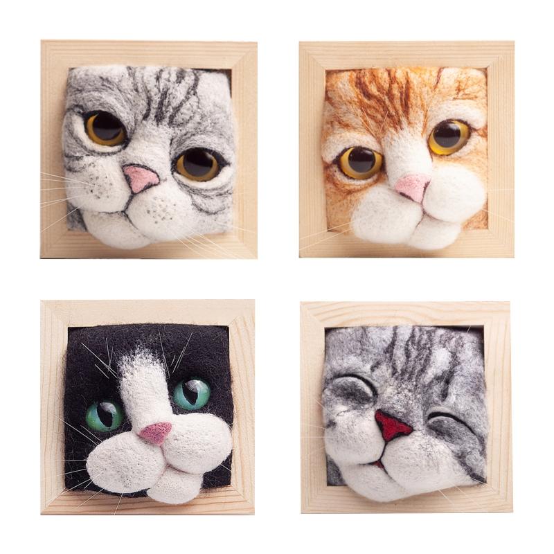 Non-Finished Needle Felting Beginner kits Wool for Felting Cute Animals Kit DIY Wool Needle Felt Set  Felted Animals
