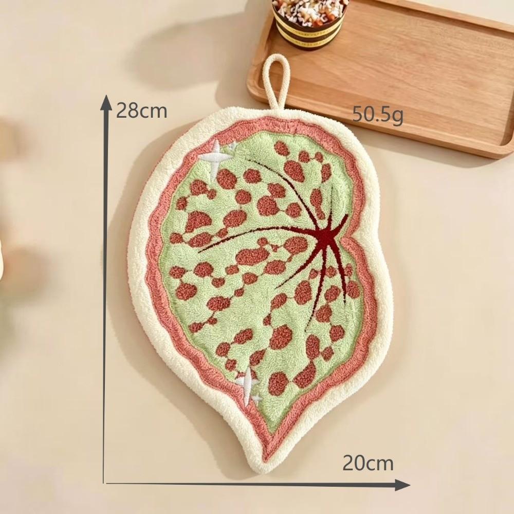Soft Leaf Hand Towel Hanging Kitchen Handkerchief Portable Cleaning Towel for Bathroom Kitchen