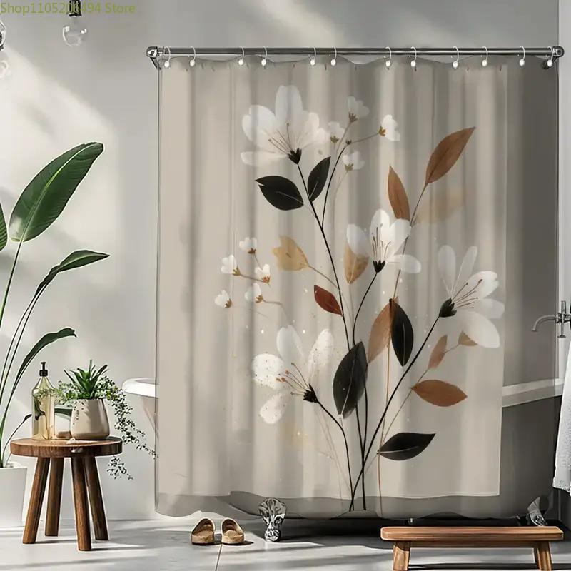 1pc Bathroom Shower Curtain, Floral Design, Spring Festival Shower Curtain, Includes 12 Hooks, 180x180cm Bathroom Curtain Home
