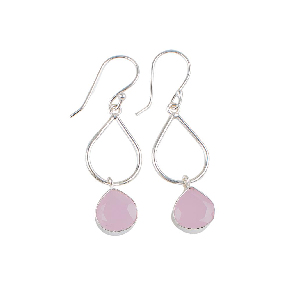 Rose Chalcedony Gemstone 925 Sterling Silver Jewelry Handmade Earrings 1.90" EE-19-17