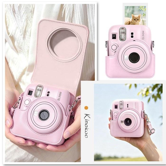 [Kinokoo] Instax Mini 13/12 Case, Detachable Top Cover & Photo Pocket on Back (Candy Pink)