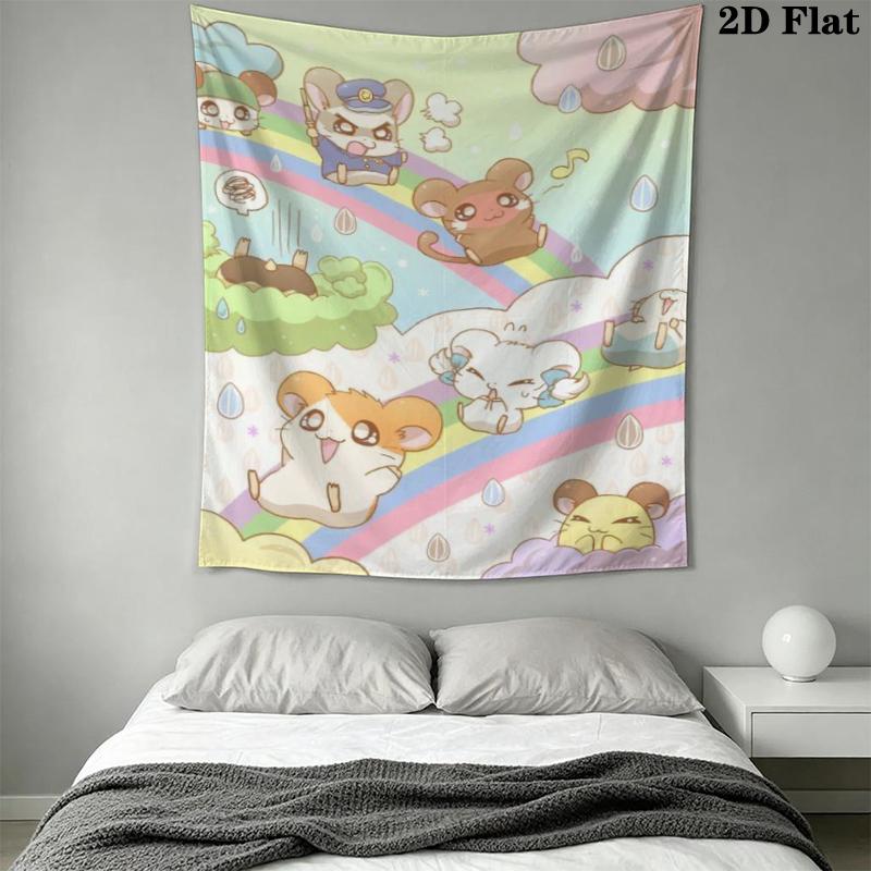 Hamtaro Wall Tapestry Aesthetic Wall Hanging Printed Fabric Blanket Decorative Tapestries for Bedroom Living Room Home Decor