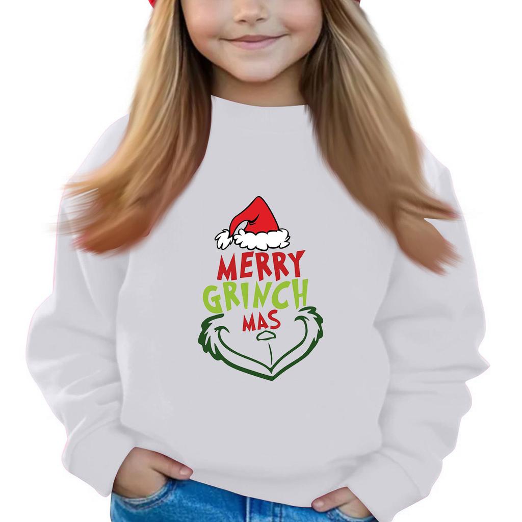 Christmas Day Girls Round Neck Pullovers For Kids Printed Baby Tops