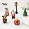 Resin Christmas Figurines for Village 3 Pcs Miniature Figurines Mini Santa Tree Elk Gift Holiday Tabletop Scene Props Box Figures Micro Landscape
