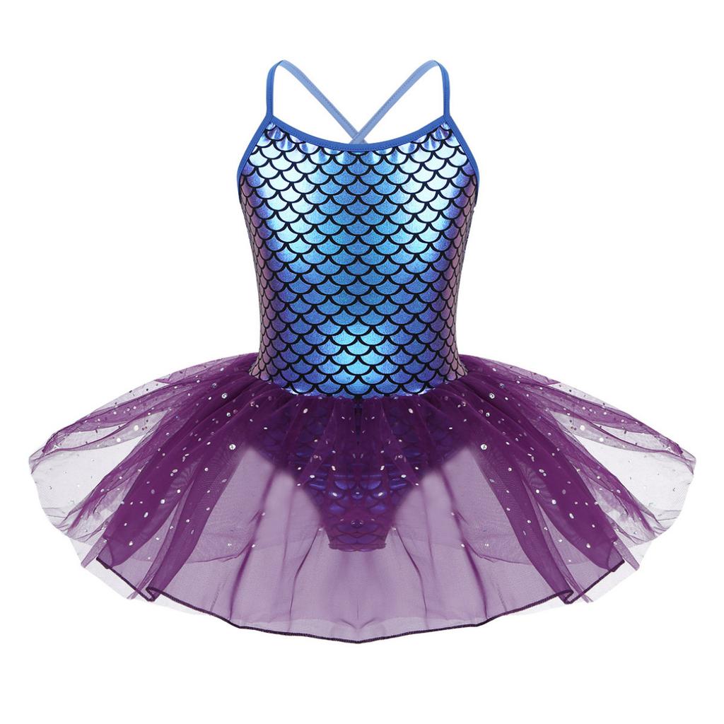 Girls Glitter Mermaid Ballet Dress Gymnastics Leotards for Girls Kids Ballet Dance Costumes Dancewear Kids Teen Ballerina Dress