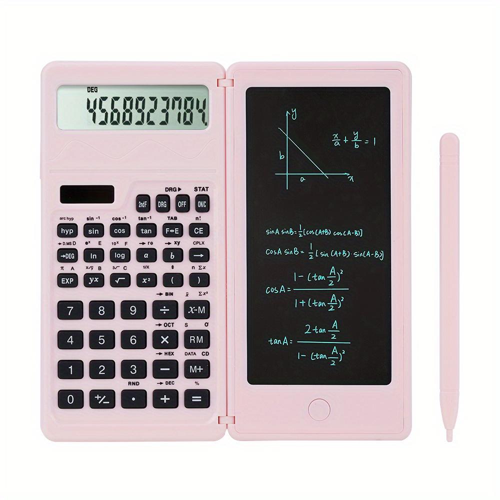 Portable Solar Calculator With Advanced Math Functions - Pink, Dual Power, Easy Erase - Ideal For Students & Professionals
