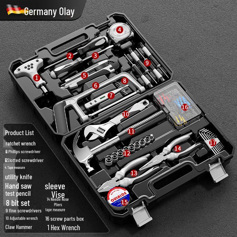 Uniwersalny Zestaw Narzędzi do Napraw Domowych: Stolarz i Montowana w Samochodzie Wielofunkcyjna Skrzynka Narzędziowa