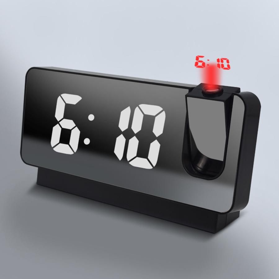 1 PZ sveglia con display a specchio LED, proiezione dell'ora, funzione di memoria allo spegnimento (per spina in uso, senza batteria)