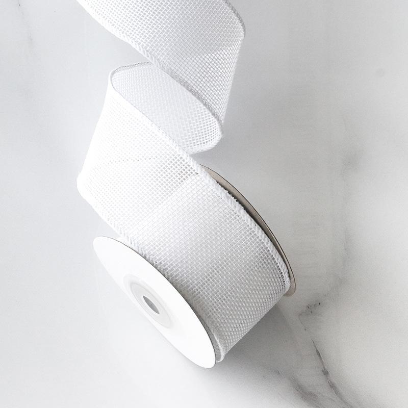 Burlap Ribbon Iron Wired Edge Gift Wrapping Ribbons Iron Wired Edge Ribbons 5 Yards Roll Imitation Linen Ribbon For Bows Event белый