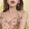 Resin Flower Tassel Earrings Sweet Versatile Stud Earrings Niche Fashion Personality Earrings Women