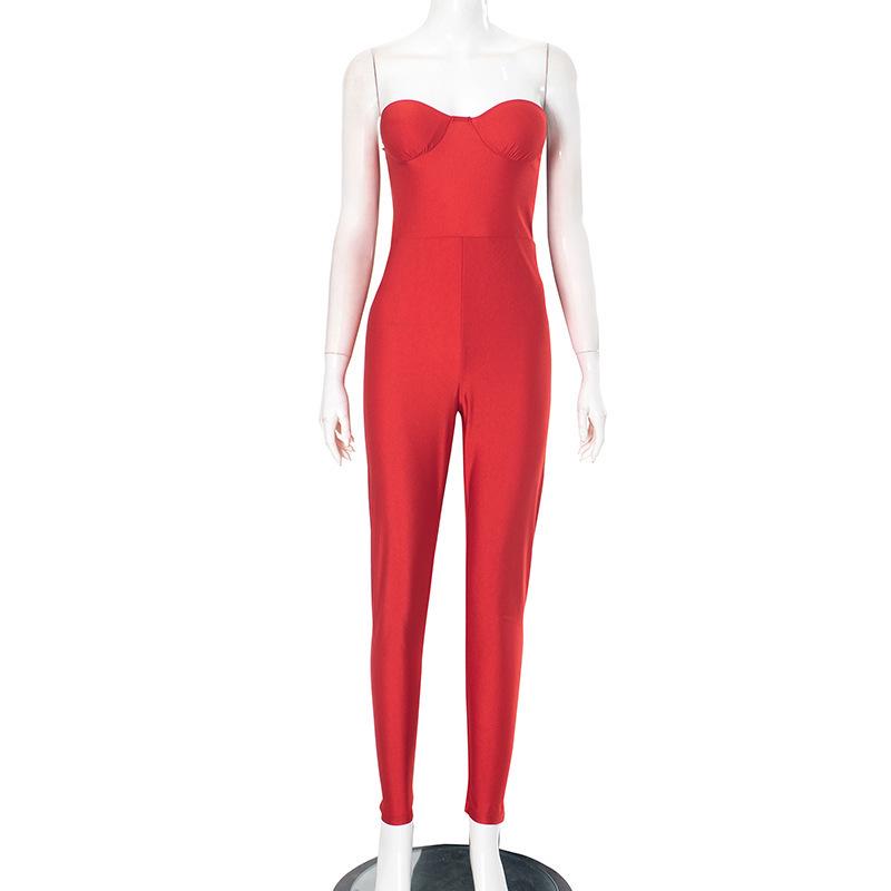 2025 European & American Style Strapless Sexy Backless Jumpsuit Small