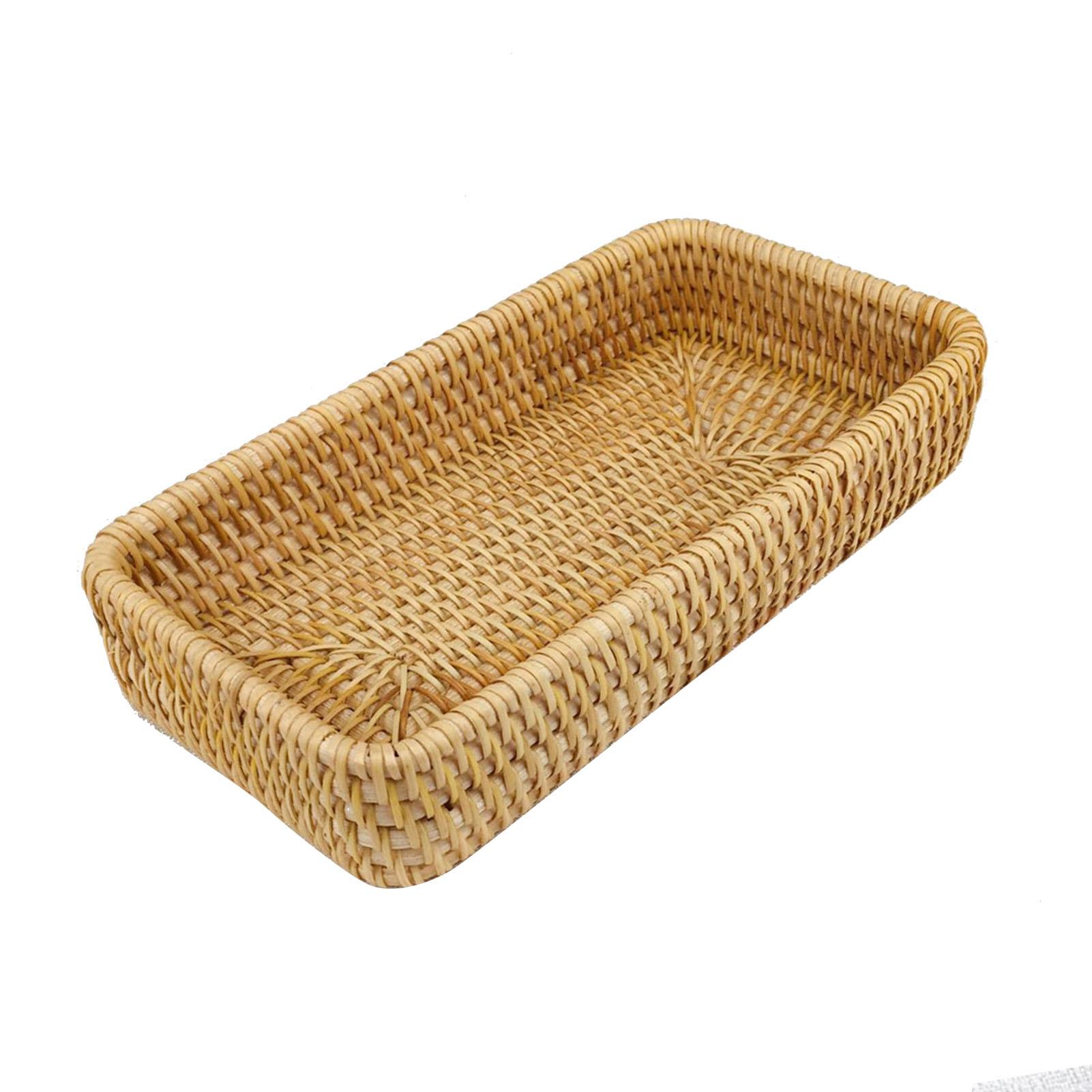 

Rattan Tray Tabletop Organization Hand Woven Snack Storage Basket Multifunctional Serving Tray small