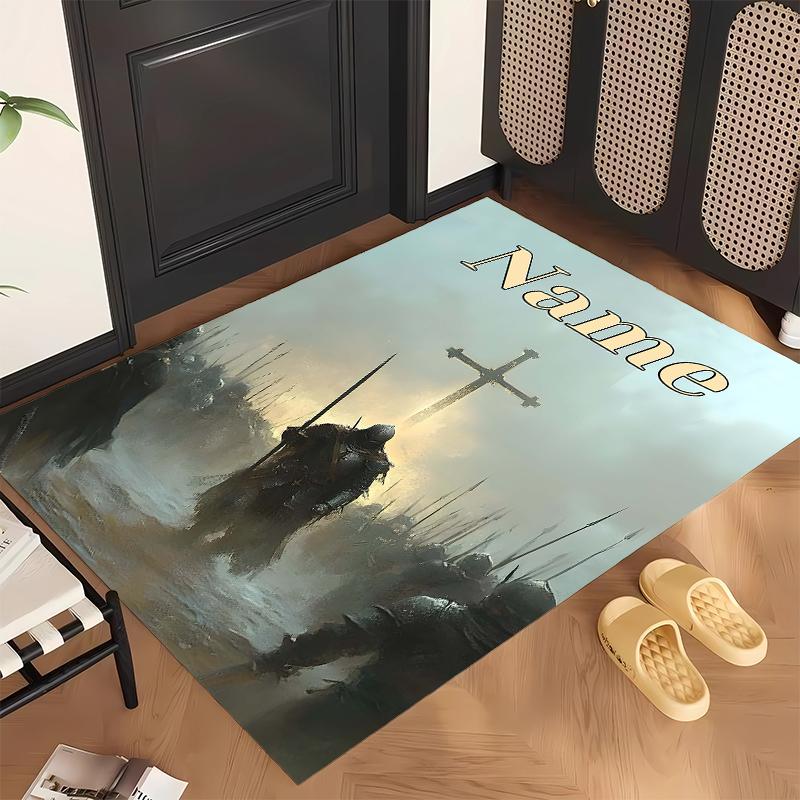 Holy Knight (1) Personalized Name Office Carpet Stylish Decor for Living Room Bedroom Kitchen
