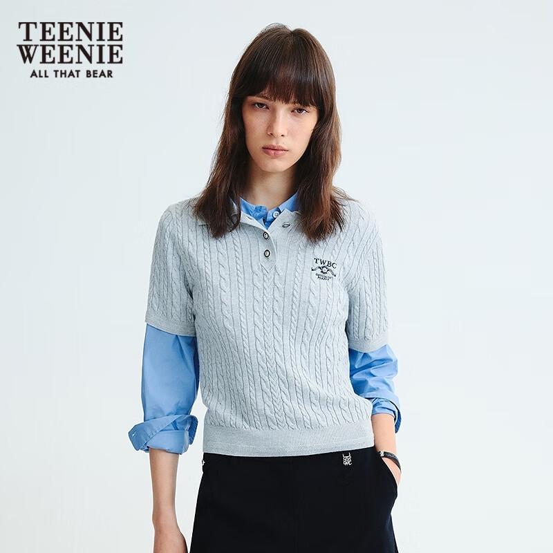 Teenie Weenie Women's Preppy Polo Short-Sleeved Knit Sweater