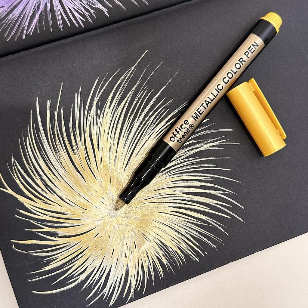 10Pcs Metal Marking Pens, Medium Point Metallic Marker Pens for Rock Painting, Black Paper, Card Making, Scrapbook & DIY Crafts